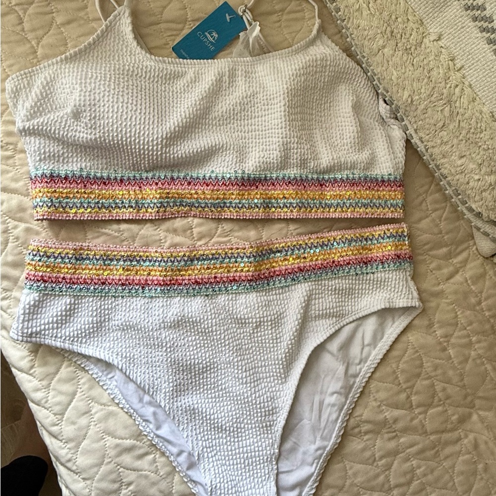 Cupshe White Multicolor Two-Piece Swimsuit - Picture 4 of 7